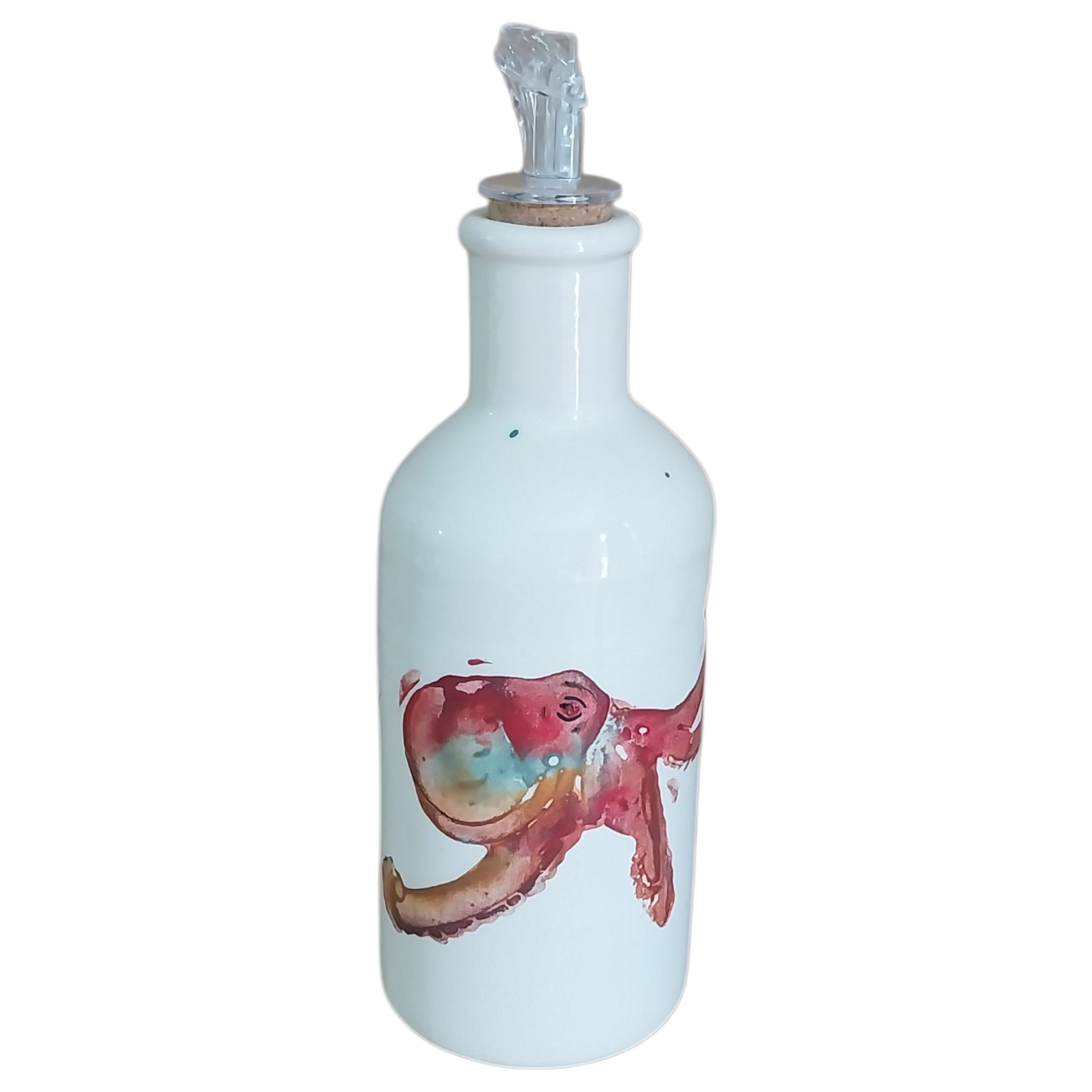Aceitera de Cerámica con Pulpo Rojo
