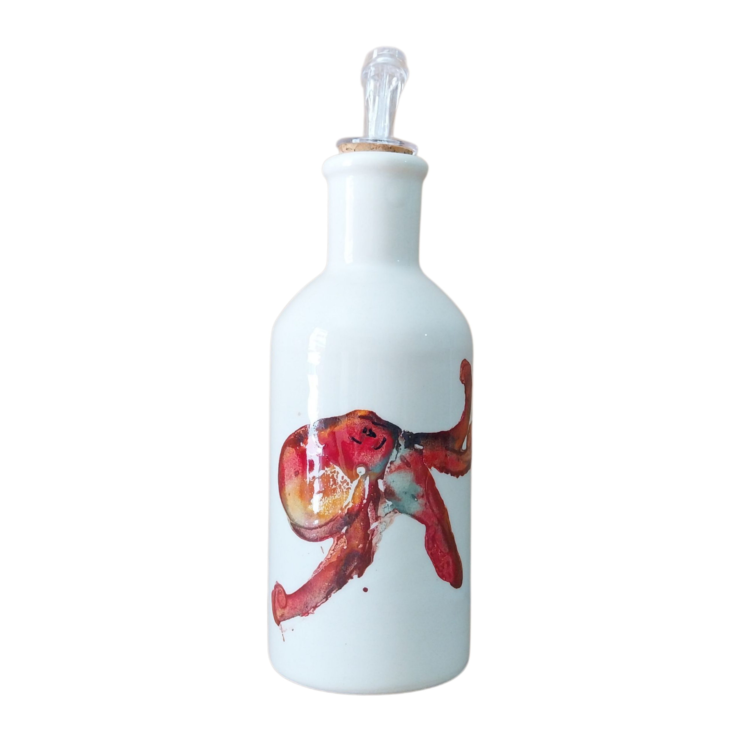 Aceitera de Cerámica con Pulpo Rojo