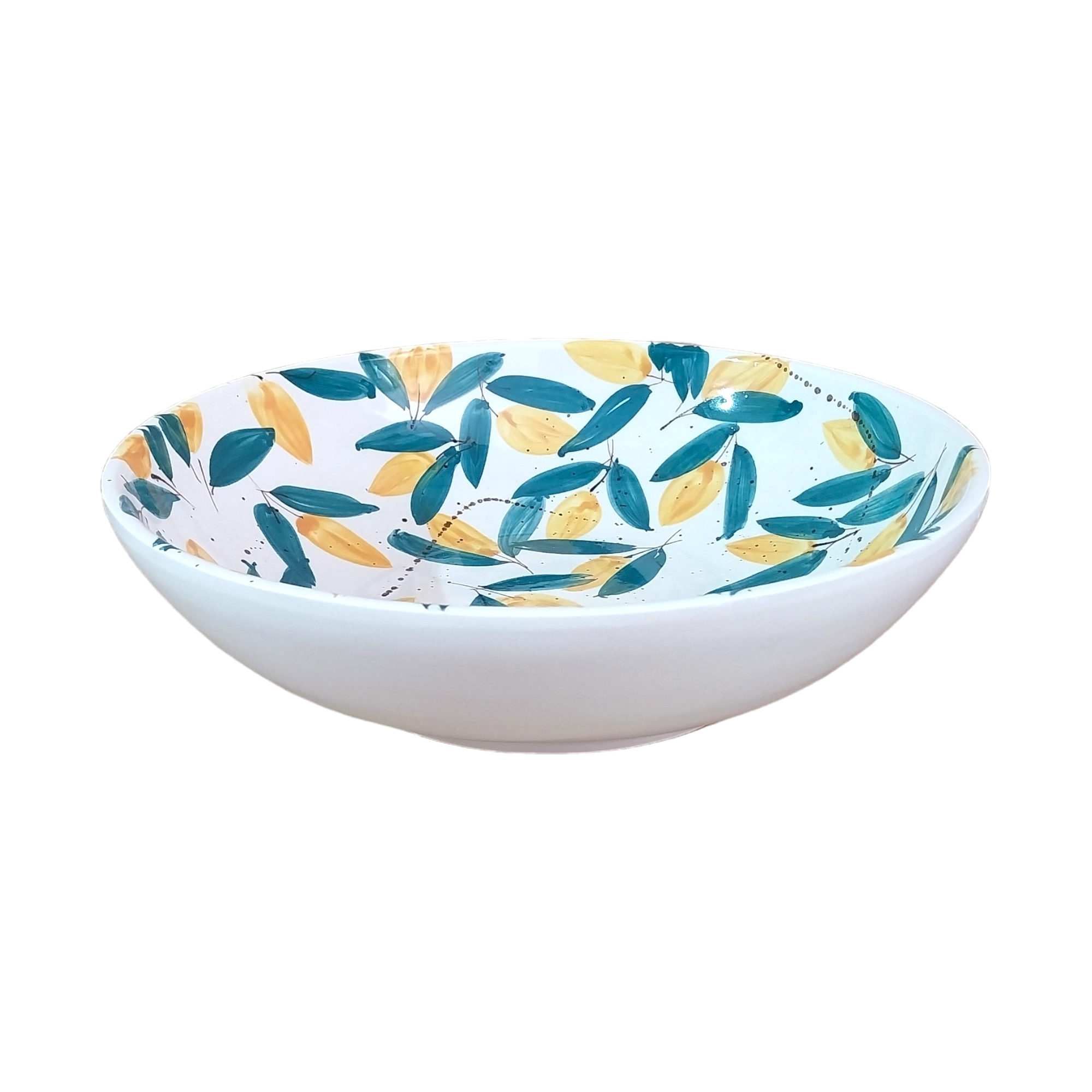 Concave Salad Bowl Decorated with Lemons