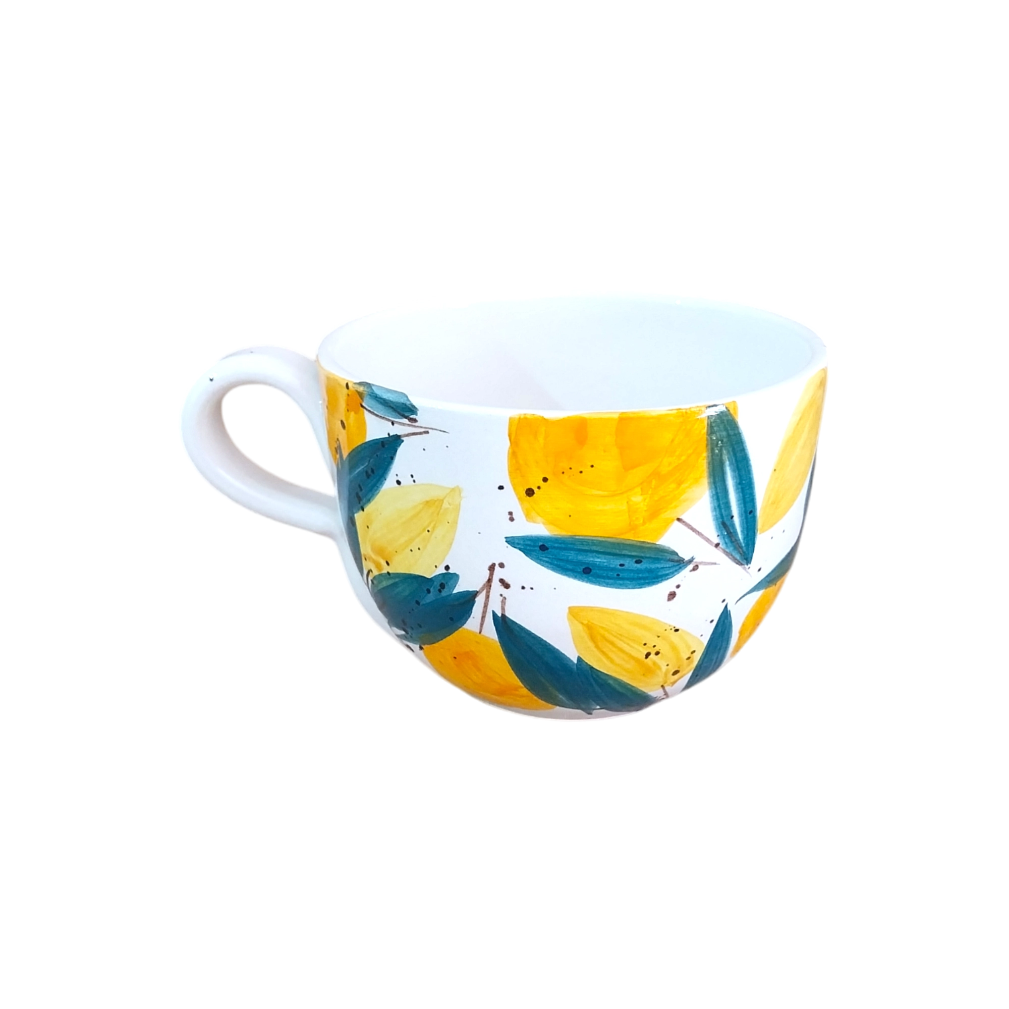 Taza de Desayuno con Diseño de Limones y Mandarinas