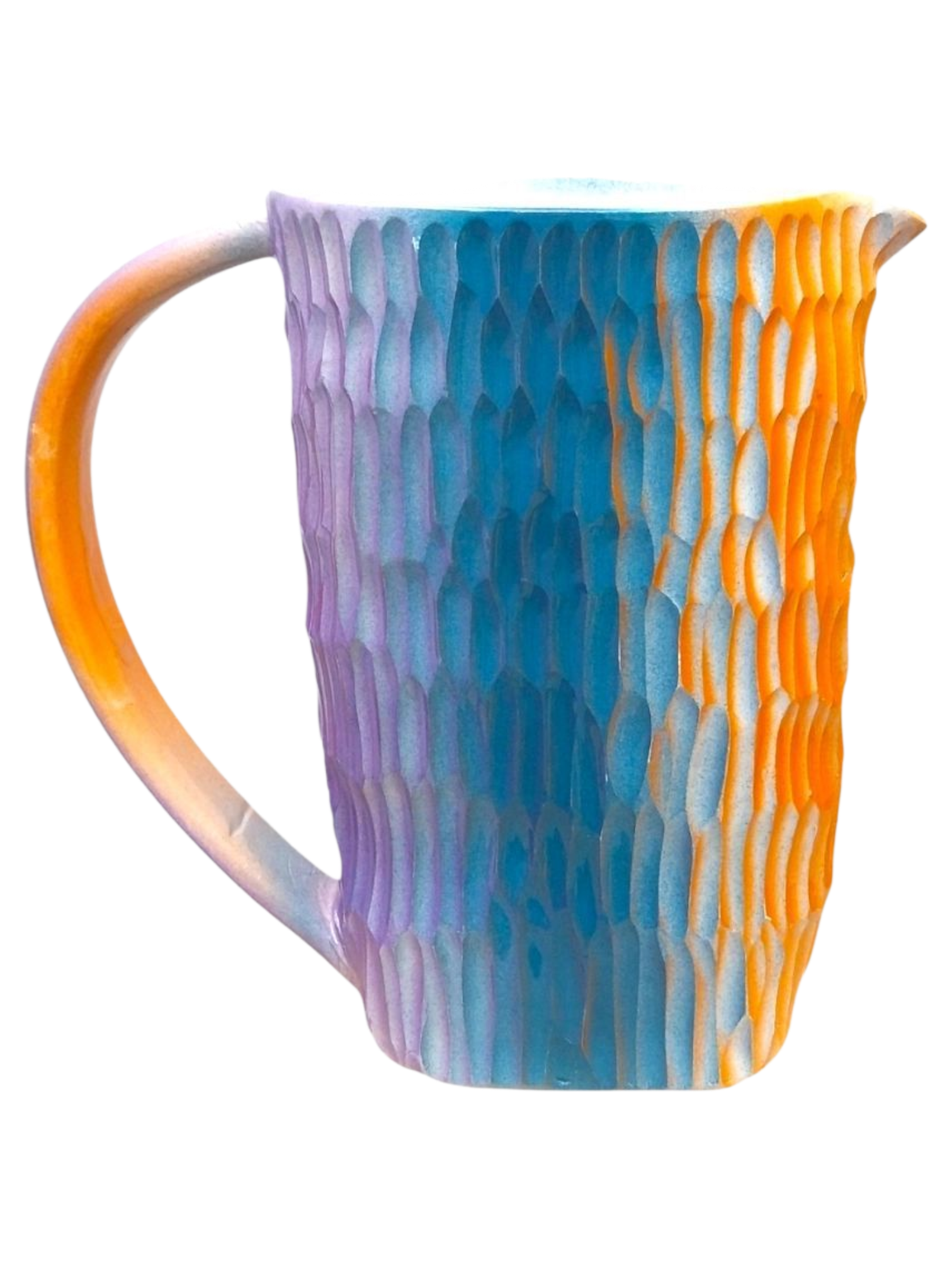 Jarra de cerámica con textura tricolor