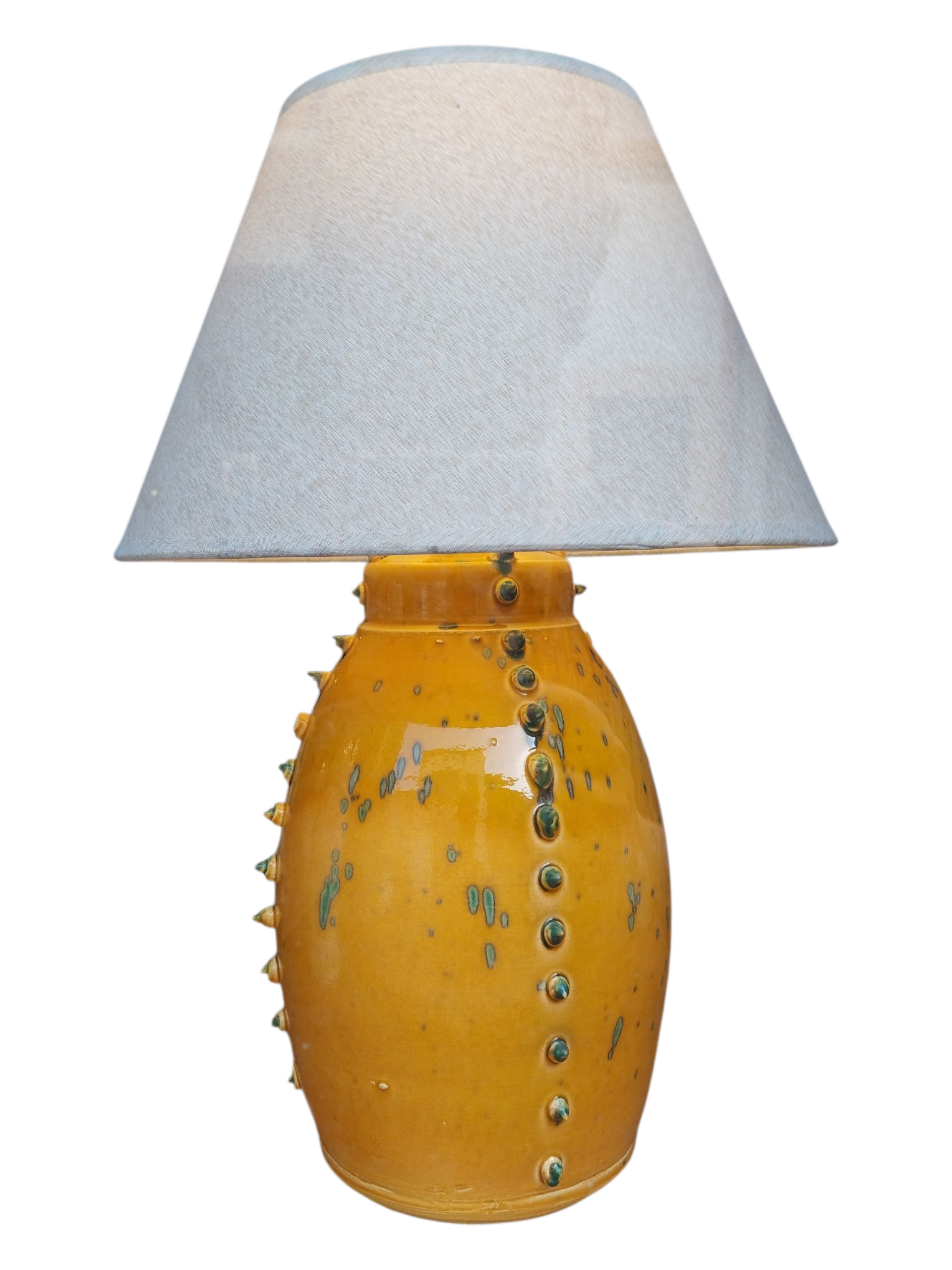 Lámpara de mesa cerámica amarilla estilo cactus