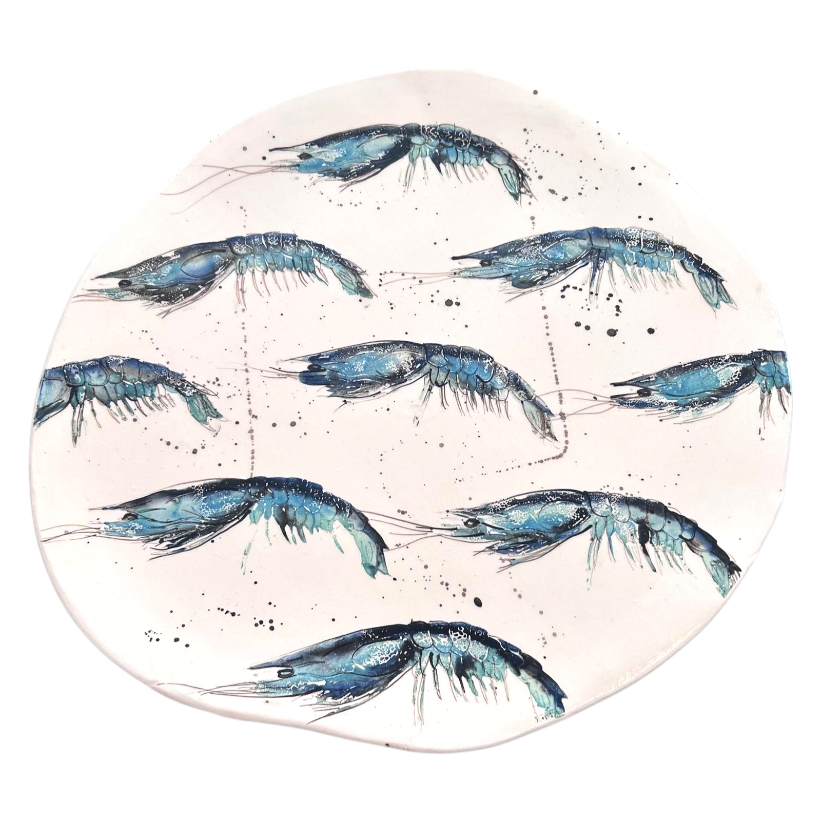 Plato XXL con diseño de gambas azules