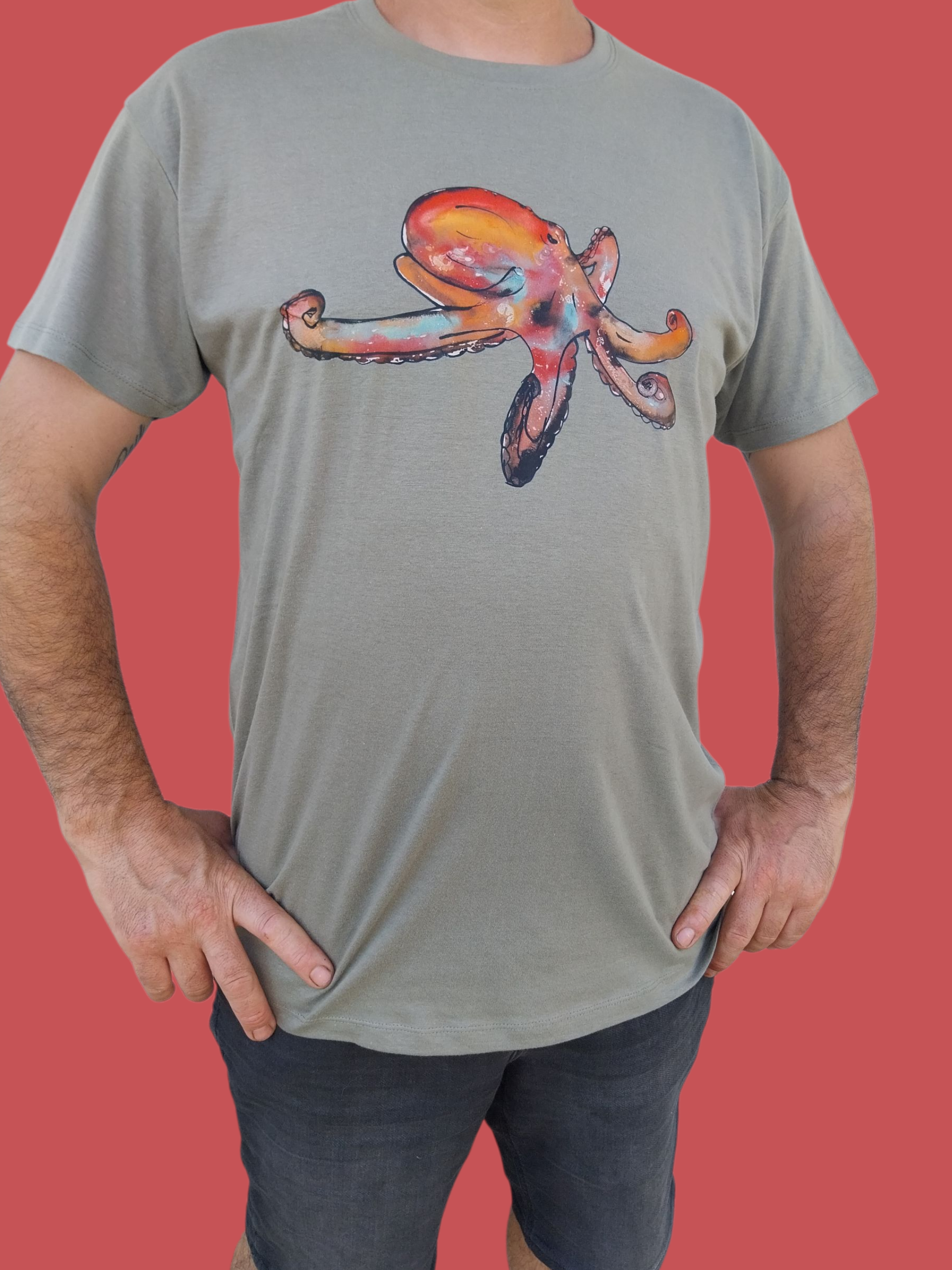 Camiseta unisex 100% algodón con pulpo